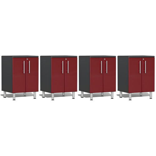Red Modular Set of 4 Base Cabinets