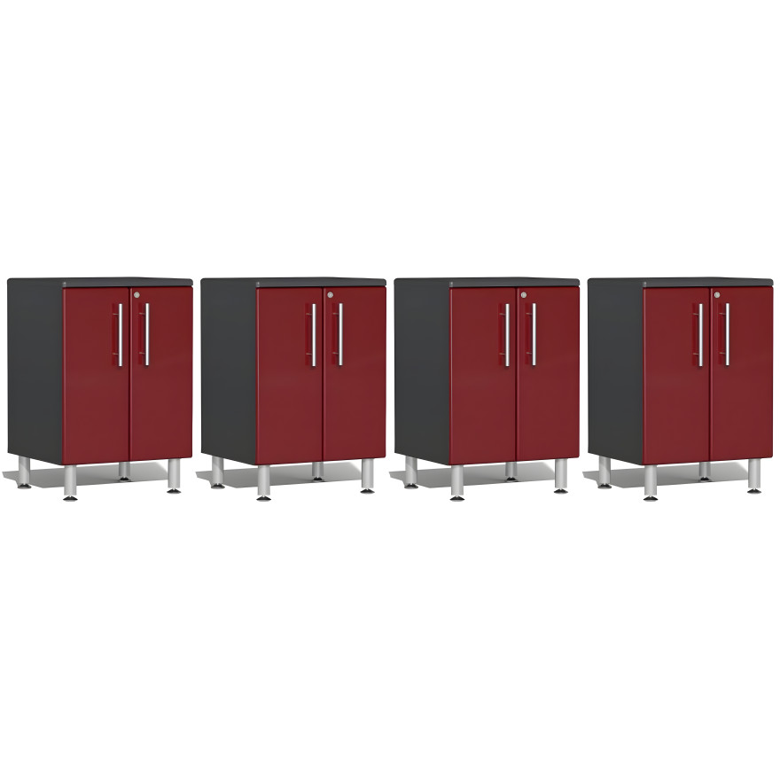 Red Modular Set of 4 Base Cabinets Red Modular Set of 4 Base Cabinets