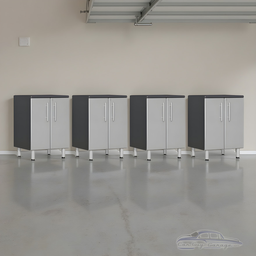 Silver Modular 4-Piece 24x21 Locking 2-Door Base Garage Cabinets