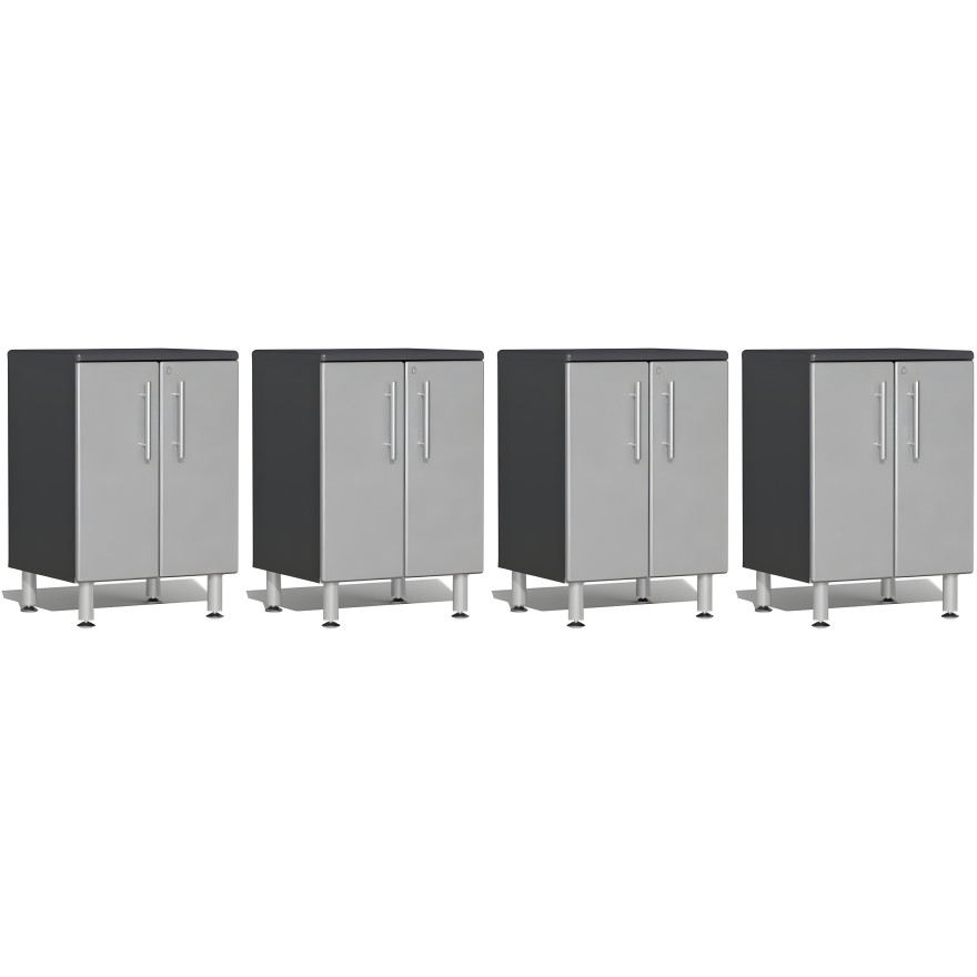Silver Modular Set of 4 Base Cabinets Silver Modular Set of 4 Base Cabinets