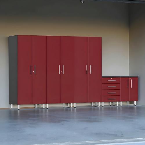 Red Modular 5-Piece Cabinet Set