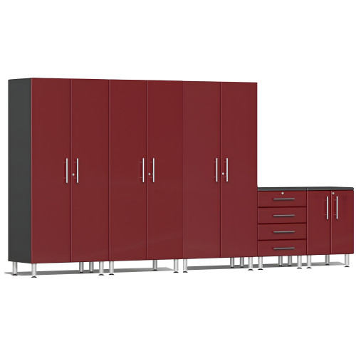 Red Modular 5-Piece Cabinet Set