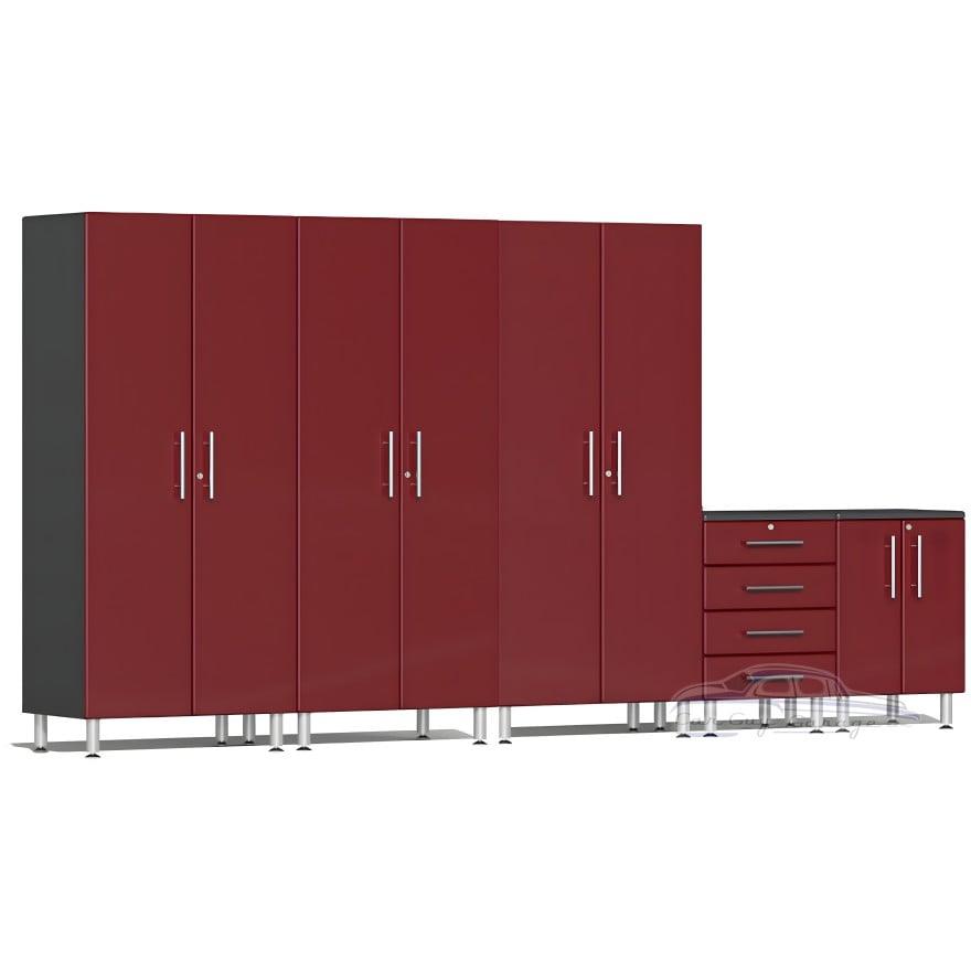 Red Modular 5-Piece Cabinet Set Red Modular 5-Piece Cabinet Set