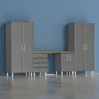 Grey Modular Ulti-Mate 5-Piece Garage Cabinet Set with Workbench