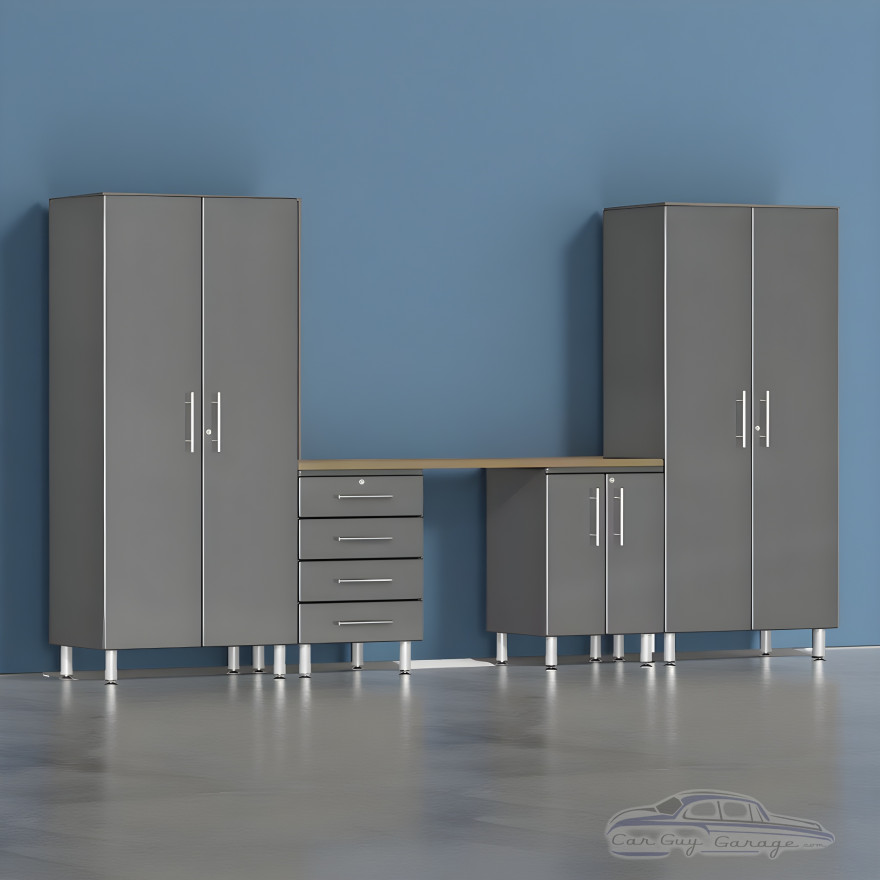 Grey Modular Ulti-Mate 5-Piece Garage Cabinet Set with Workbench