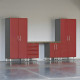 Red Modular 142 in 5-Piece Garage Cabinet Workstation with Bamboo Top