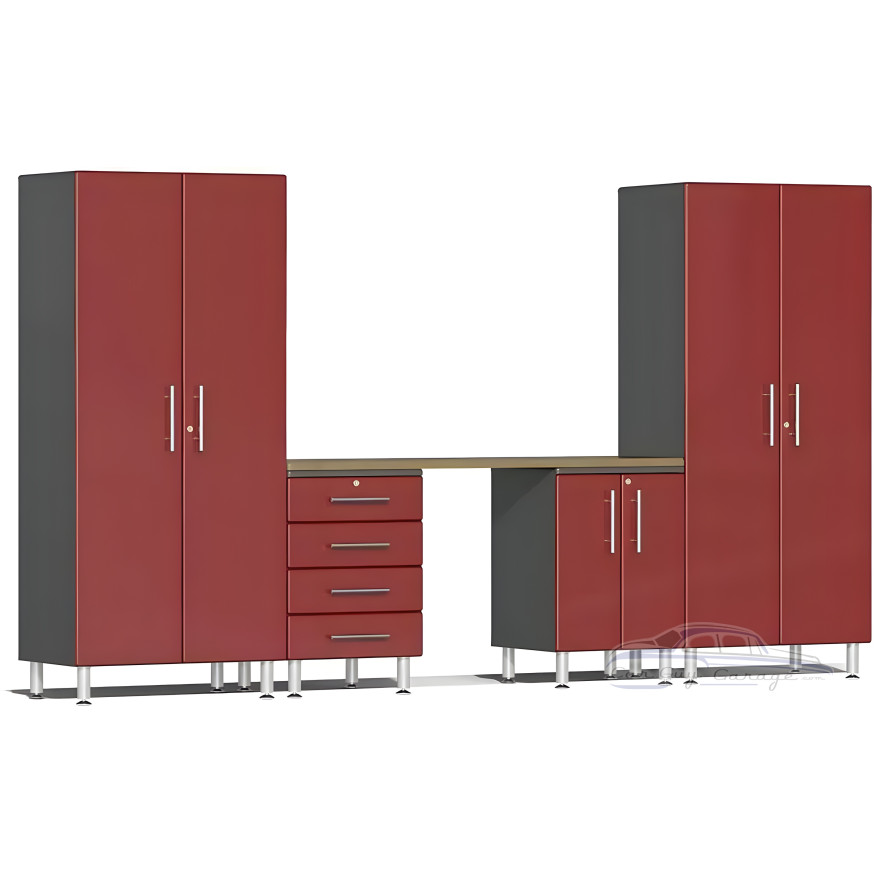Red Modular 5-Piece Cabinet Set Red Modular 5-Piece Cabinet Set