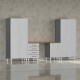 Silver Modular 5-Piece Garage Cabinet Set with Bamboo Worktop