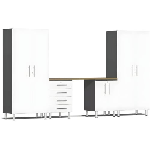 White Modular 5-Piece Cabinet Set