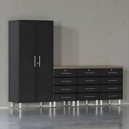 Black Modular 5-Piece Set of Cabinets