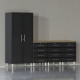 Black Modular 5-Piece Garage Cabinets Workbench Set with Drawers