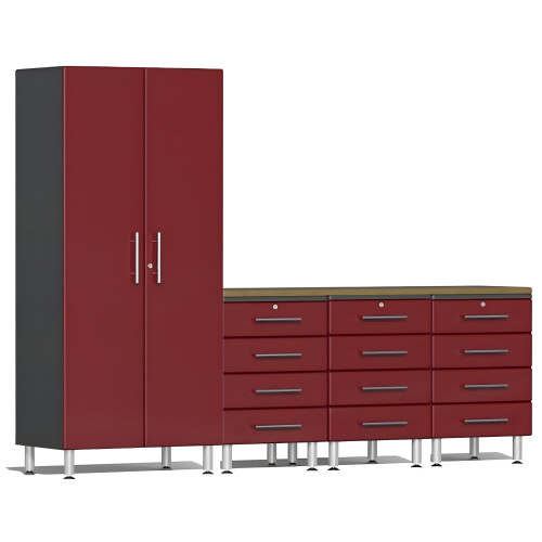 Red Modular 5-Piece Set of Cabinets