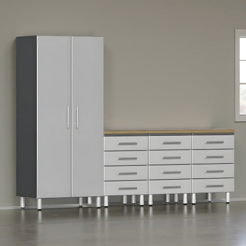 Silver Modular 5-Piece Set of Cabinets