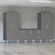 Grey Modular 6-Piece Garage Cabinet Set with Tall Closets and Worktop