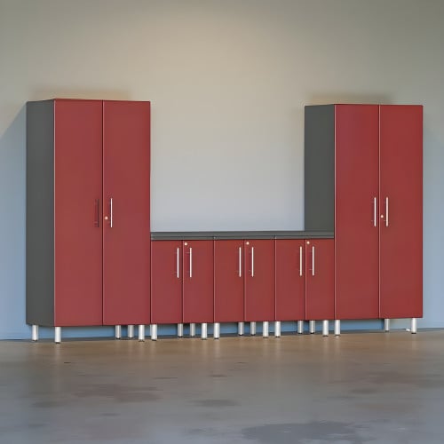Red Modular 6-Piece Set of Cabinets