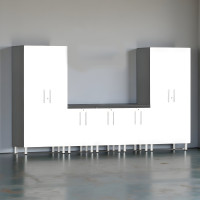 White Modular Ulti-Mate 6-Piece Garage Cabinet Set with Worktop