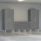 Grey Modular 6-Piece Garage Cabinet Set with Drawers & Workbench Top