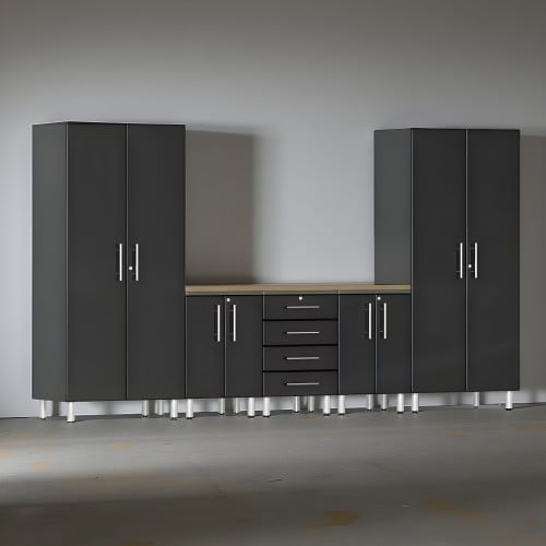 Black Modular 6-Piece Storage Cabinet Set
