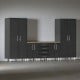 Black Modular 6-Piece Garage Cabinet Workstation with Butcher Block