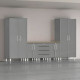 Grey Modular 6-Piece Garage Cabinet Set with Workbench & Tall Closets
