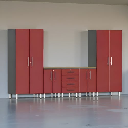 Red Modular 6-Piece Storage Cabinet Set