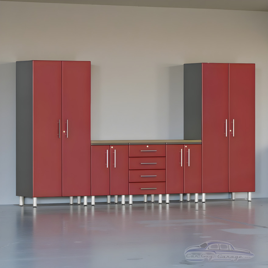 Red Modular 6-Piece Storage Cabinet Set Red Modular 6-Piece Storage Cabinet Set
