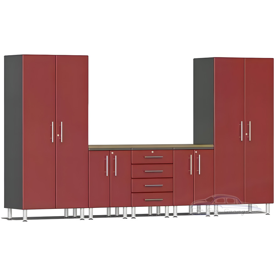 Red Modular 6-Piece Storage Cabinet Set Red Modular 6-Piece Storage Cabinet Set
