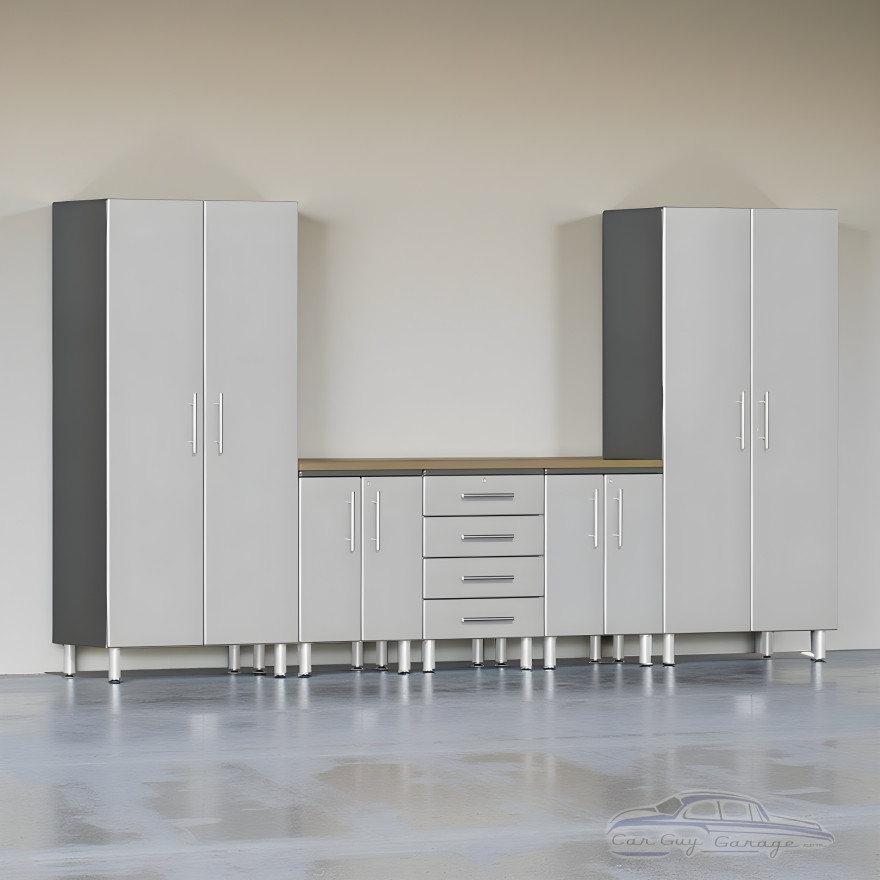 Silver Modular 6-Piece Storage Cabinet Set Silver Modular 6-Piece Storage Cabinet Set