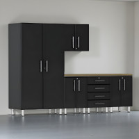 Black Modular Ulti-Mate 6-Piece Garage Storage Cabinet Workbench Set