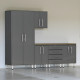 Grey Modular Ulti-Mate 6-Piece Garage Cabinet Set with Bamboo Worktop