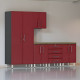Red Modular 6-Piece Garage Cabinet Set with Workbench & Tall Closet