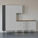 Silver Modular 6-Piece Garage Cabinet Set with Workbench, Tall Closet