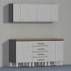 Silver Modular 7-Piece Garage Cabinet Set with Bamboo Worktop