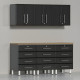 Black Modular 7-Piece Garage Cabinet Set with 12 Drawers & Bamboo Top