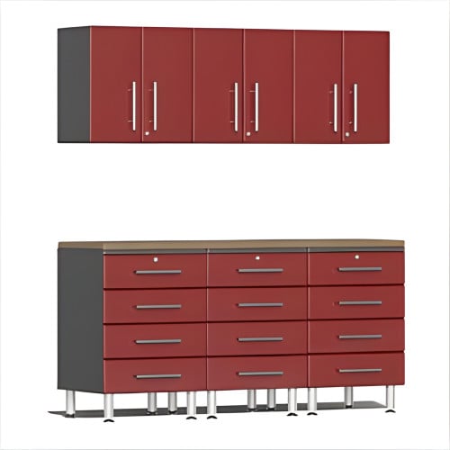 Red Modular 7-Piece Cabinet Set