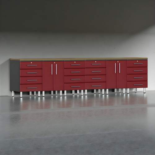 Red Modular 8-Piece Workstation Set