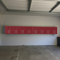 Red Modular 8-Piece Locking Garage Wall Cabinet Set