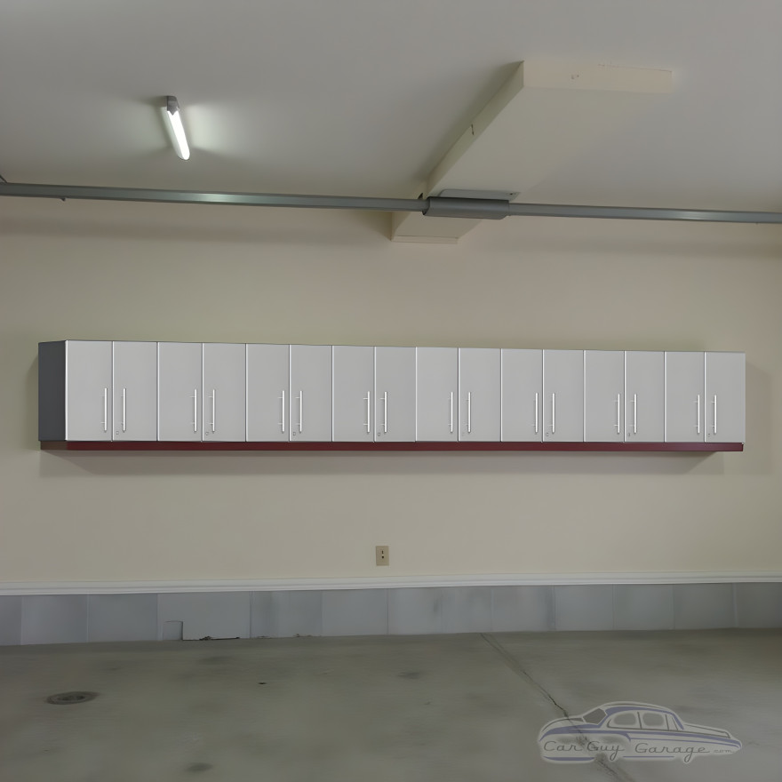 Silver Modular 8-Piece Lockable Garage Wall Cabinet Set, 14 in Deep