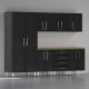 Black Modular 8-Piece Cabinet Kit with Bamboo Worktop