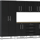Black Modular 8-Piece Cabinet Kit with Bamboo Worktop Black Modular 8-Piece Cabinet Kit with Bamboo Worktop