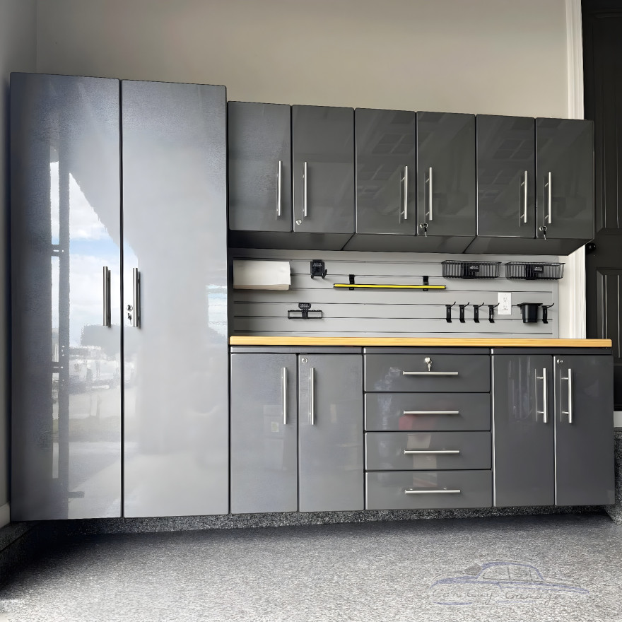 Grey Modular 8-Piece Cabinet Kit with Bamboo Worktop Grey Modular 8-Piece Cabinet Kit with Bamboo Worktop