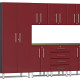 Red Modular 8-Piece Cabinet Kit with Bamboo Worktop Red Modular 8-Piece Cabinet Kit with Bamboo Worktop