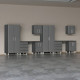 Grey Modular 10-Piece Cabinet Set with Dual Workstation