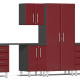 Red Modular 10-Piece Cabinet Set with Dual Workstation Red Modular 10-Piece Cabinet Set with Dual Workstation