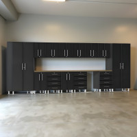 Black Modular Ulti-Mate 15-Piece Garage Cabinet Workstation Kit