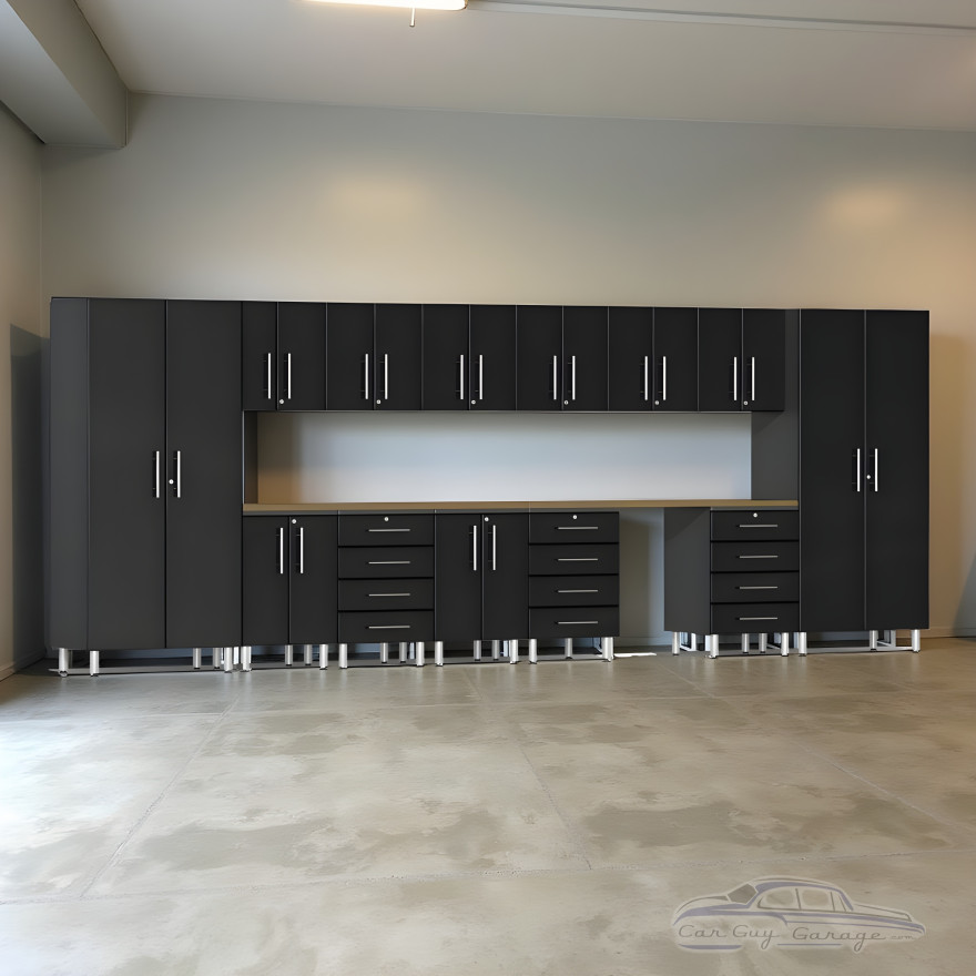 Black Modular Ulti-Mate 15-Piece Garage Cabinet Workstation Kit