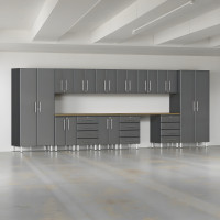 Grey Modular 15-Pc Garage Cabinet Workstation Set