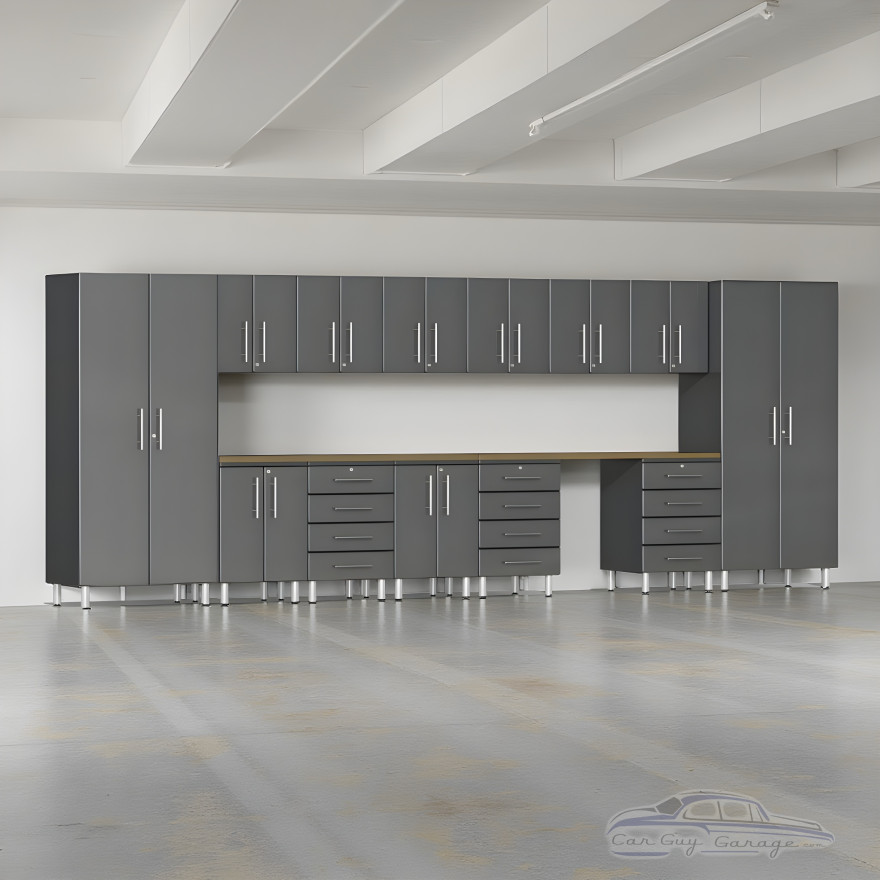 Grey Modular 15-Pc Garage Cabinet Workstation Set