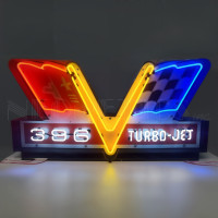 Chevy 396 Turbo-Jet V-Flag Neon Sign - 48" x 24"