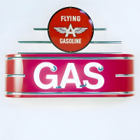Flying A Gasoline GAS Art Deco Neon Sign - 34" x 24"
